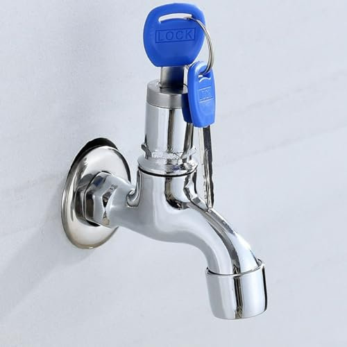 Robinet d'évier antivol, robinet d'eau verrouillable, filetage 1,27 cm, en alliage avec serrure à clé pour extérieur et intérieur