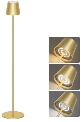 Coinmit LED Stehlampe mit Akku, dimmbare Stehleuchte, kabellose Stehlampe, Touch Control, geeignet für Innen- und Außenbeleuchtung, Wohnzimmer, Balkon, etc. Gold