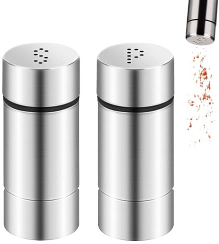 GOIYZTTR Lot de 2 Salière et Poivrière en Acier Inoxydable Shakers Salière avec Couvercle Sel Convient pour cContenir Divers Assaisonnements