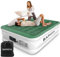 Baphiya King Air Bed, Double Inflatable Bed Portable Blow Up Mattress with Built-in Electric Pump, Quick Self Inflation, Flocked Surface for Kids Guest Home Sofa Camping Travel Outdoor 203x152x46cm