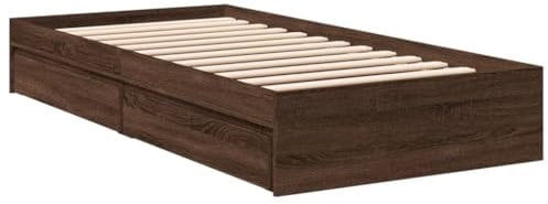 vidaXL Bettgestell, Bett mit Schubladen für Schlafzimmer, Bettrahmen mit Lattenrost, Schlafzimmerbett Einzelbett, Braun Eichen-Optik 90x190cm Holzwerkstoff