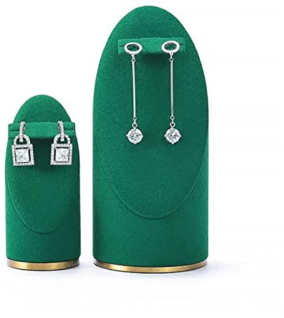 jewelry stand 2pcs Earring Stand Jewelry Display Green Velvet Earring Stand Retail Display Holders, Jewelry Photography Display Props Organizer For Show Necklace Pendant Jewelry Display Stand