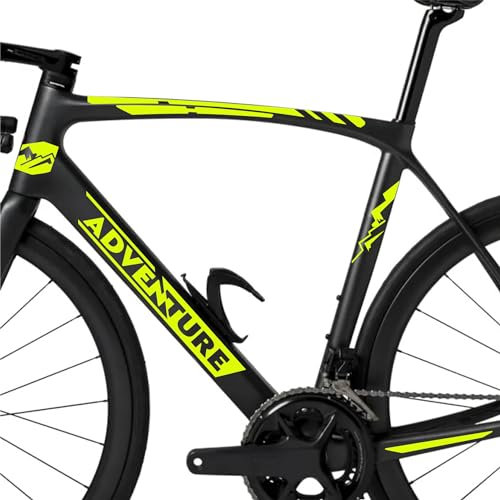Kit 7 Adesivi Stickers Bici Protezione Decal Universale Telaio Bicicletta MTB Mountain Bike Corsa Ciclo Cross Fat Bike Downhill elettrica Frame Avventura cod.2407 (029 Giallo Fluo)