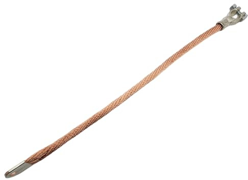 50mm² Querschnitt 380V / 250A Kupfer Batterie Masseband/Erdung rund/Rundband gedrillt verzinnt 150,200,250,300,350,400,450 oder 500 mm Polklemme 17mm (450mm)