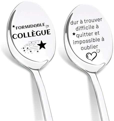 DIKARIYA Cadeau Collègue Anniversaire, Cadeau Départ Collègue, Cuillère à Café Acier Inoxydable, Cuillères Gravées au Laser, Cadeau Noel Collegue Original, Cadeau Anniversaire Collegue Nouveau Travail