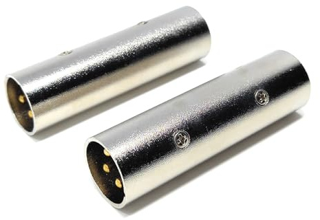 DRUT 2 Pcs 3 Pin XLR to XLR Adapter, Gold Pins | Male to Male (M-M) Connector, Coupler, Gender Changer