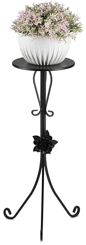 HowHomely Portavaso rotondo in metallo, altezza 75 cm, realizzato a mano, in metallo, con elementi decorativi, supporto per fiori per il soggiorno e la camera da letto