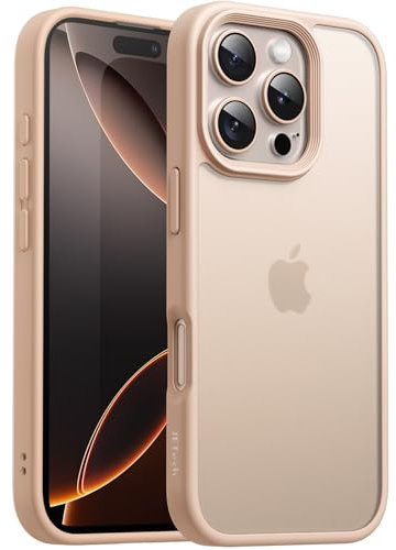 JETech Matt Hülle für iPhone 16 Pro Max 6,9 Zoll, Stoßfest Militärstandard FallSchutz, Mattierte Transluzente Rückseite Handyhülle, Anti-Fingerabdruck (Titan Wüstensand)