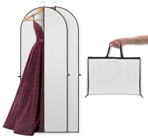 Kleidersack lang 180x60cm, 2 Stück Anzugtasche für Reisen Aufbewahrung Kleiderhülle, Atmungsaktive Kleidersäcke für Sakkos Abendkleider kleidersack anzug Kleiderhülle mit reißverschluss Taschen