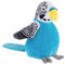 Idena 40359 - Plappertier Wellensittich in Blau, ca. 18 cm, Plüschtier spricht alles in witziger Stimme nach und bewegt dabei die Flügel, batteriebetrieben