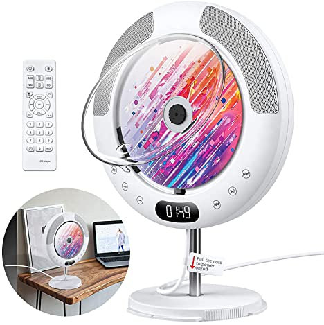 Tragbarer CD-Spieler, Persönlicher CD-Spieler Home Audio Fm Radio Wandmontierbar Bluetooth-kompatibel Musik Disc Album CD-Spieler USB-Fernbedienung Lautsprecher