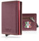 1ONESPO MAGNETIC Porta Carte di Credito Donna VERA PELLE - Portafoglio donna piccolo con Portamonete e Contanti -Porta tessere e documenti - Portacarte protezione RFID, SAFFIANO Bordeaux