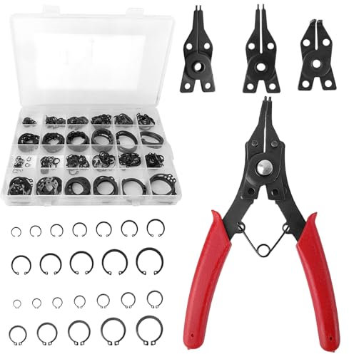 Set di Pinze per Anelli di Sicurezza 4 in 1, con Pinze per Anelli di Sicurezza a 45° 90° 180°, una Ganascia per Quattro Applicazioni, per Rimuovere Anelli di Sicurezza, Anelli,ecc (Schwarz)