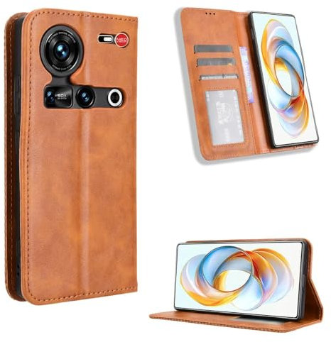 COMAKU Coque Nubia Z70 Ultra 5G, Etui Portefeuille, Housse Folio en Cuir de Protection pour Nubia Z70 Ultra 5G - Marron