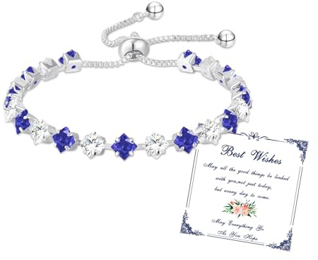 Bracciale Donna Argento Tennis Bracciali Regalo Donna Compleanno Ragazza | 12 Colori di Pietre Natali e 5A Sparkle Zircone Regolabile