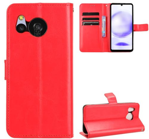 Jiajihua Hülle Kompatibel mit Sharp Aquos Sense8,Kompatibel mit Sharp Aquos Sense 8 [PU-Leder+Shell] [Flip Stand] [Kartenschlitz] [Magnetverschluss] Red