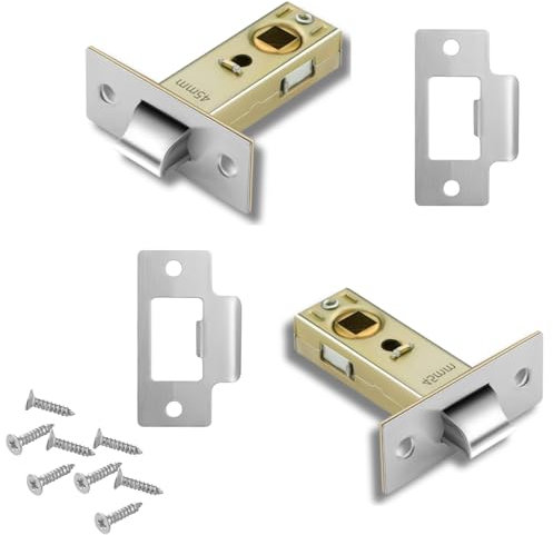 2 Sets 45mm Tubular Door Latch, Internal Door Lock Mortice Latch for Sprung Lever Handles, Polished Internal Door Latches for Home, Office & Cabinet, Durable Door Locks for Internal Doors