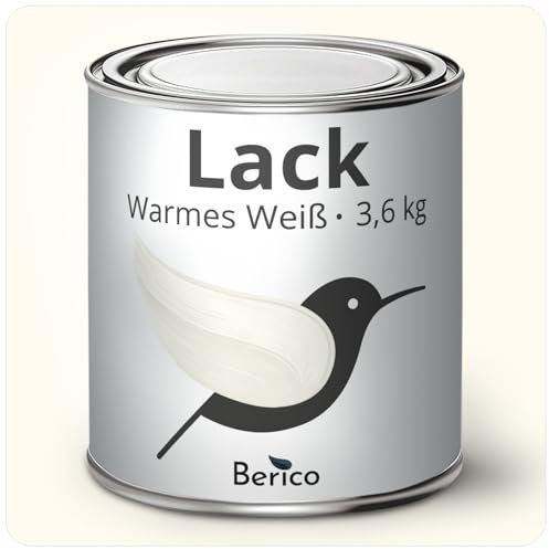 Berico Acryllack - Warmes Weiss/Reinweiss RAL 9010-3,6 Kg - 4in1 Lack Möbellack - Für Innen und Außen