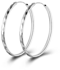 Creolen Silber 925 für Damen, Hypoallergen Groß Silber Creolen Leichte Ohrringe für Frauen (50 mm)