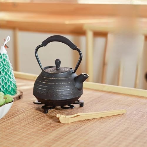 Cast Iron Teapot Tea Pot Coated with Enameled Interior Silicone Handle 22oz 650ml Pink(Pink)