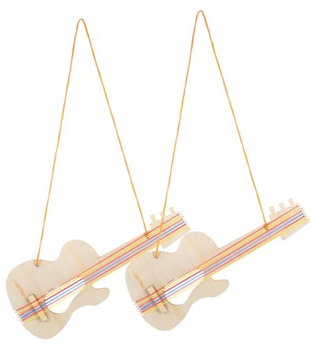 VICASKY 2 Stück DIY Holz Gitarre für Unvollendetes Musikinstrument Gestalten Kreatives Bastelset für Jungen und für Kleine Künstler