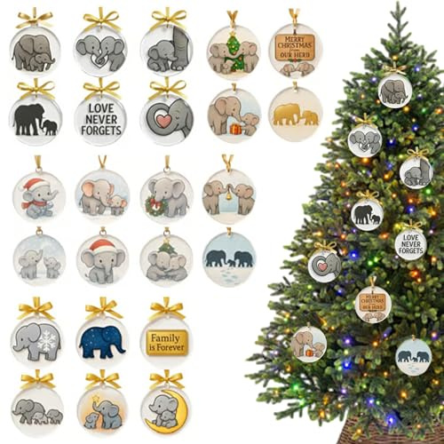 Berriphonia 2025 Weihnachts-Countdown-Kalender – Winterferien flach 2D – Countdown-Kalender mit Elefantenanhängern | für Freunde, Familie, Kinder, Erwachsene, Studien