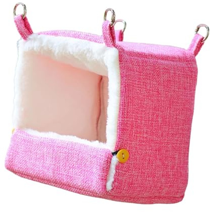 JISADER Bird Warm Nest Parrot Warming Nest House Hammock Heater Bed Fleece USB Heating Adjustable Timer for Parrots Budgies Hamsters Suitable for, Pink