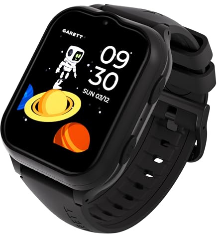 Garett Smartwatch Kinder Mädchen Jungen - 1,69″ - LTE Face Unlock - GPS GEO-Zaun Videoanruf SOS - eSIM 4G Schwarz