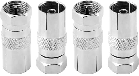 YCSHIPO 4pcs TV Aerial Connector, F Male to Female TV Aerial Socket Coax Adapter for Satellite Cables