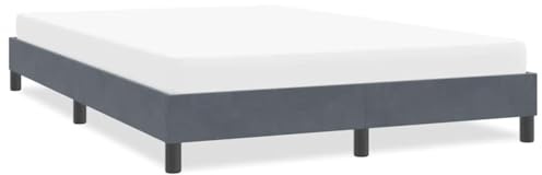 Qnhdfrt Samt-Bettgestell 160x220 cm dunkelgrau, Holzrahmen mit Lattenrost, Jugend-Doppelbett ohne Matratze