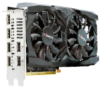SRhonyra RX 5600 XT 6GB GDDR6 192-BIT 6 Monitor Scheda video a 8 pin, connettore PCIe 6 HDMI 2.1, scheda grafica PCIe 4.0 x 16 con display multiplo, per negoziazione azionaria, rendering 3D
