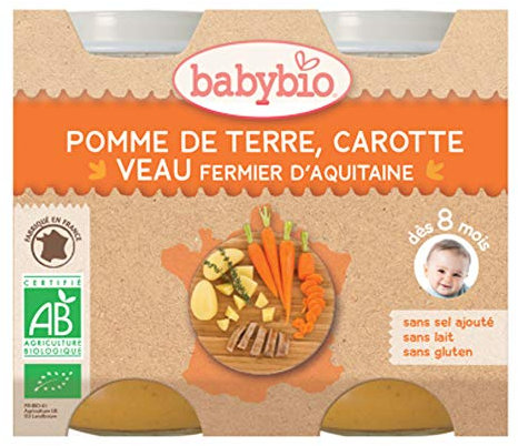 Babybio pomme de terre carotte veau dès 8 mois 2x200g