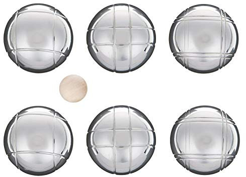 LAGUIOLE - Petanque Set Set besteht aus 6 Metall-Petanquekugeln, einem Wagenheber und einem Magnetkugelsammler. - Metall, Leinwand - Silber, braun