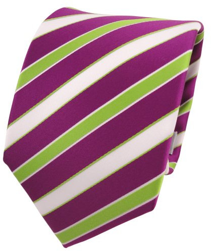 TigerTie Designer Krawatte in magenta fuchsia grün weiß gestreift
