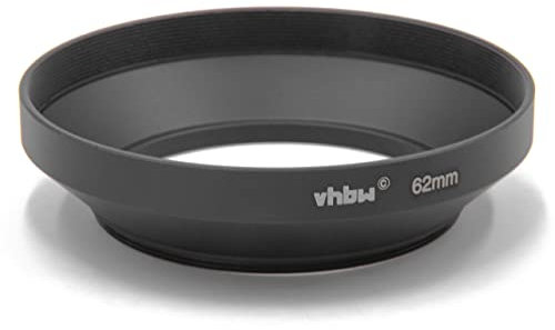 vhbw Gegenlichtblende für 62mm Objektiv - Weitwinkel-Streulichtblende, Schwarz, Metall, rund