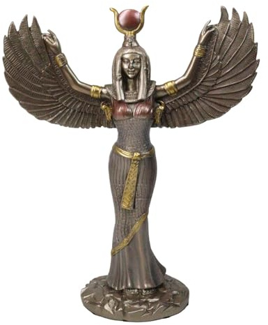 Ebros Gift Bronzestatue Isis mit offenen Flügeln, Göttin der Magie und Natur, ägyptische Thema, Skulptur