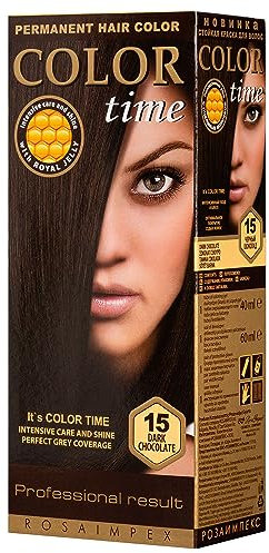 Color Time Tinte Permanente en Gel Color Chocolate Negro 15| Enriquecido con Jalea Real y Vitamina C | Coloracion Permanente para el Cabello I 100 ML