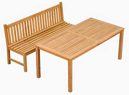 Teak Sitzgruppe 1 Gartenbank 180 cm 1 Teak Tisch 180 x 90 cm premium Set