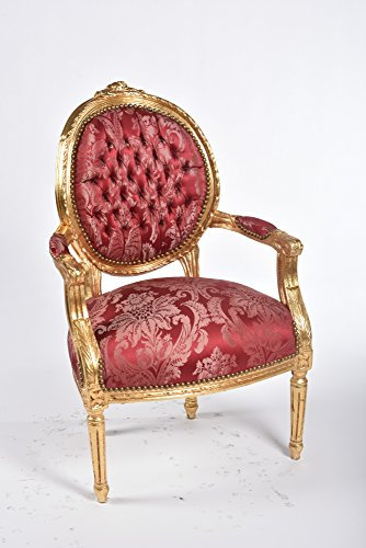 Way Home Store Sessel Medaillon Gold und Stoff rot
