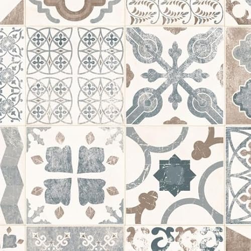 Sol PVC Lino - Imitation Carreaux de ciment naturel (2m x 4m)