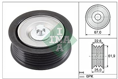 INA 532 0866 10 Umlenk- / Führungsrolle Keilrippenriemen Kompatibel mit MERCEDES-BENZ C-Klasse Limousine W204 2722020000 2722020819 2722021019