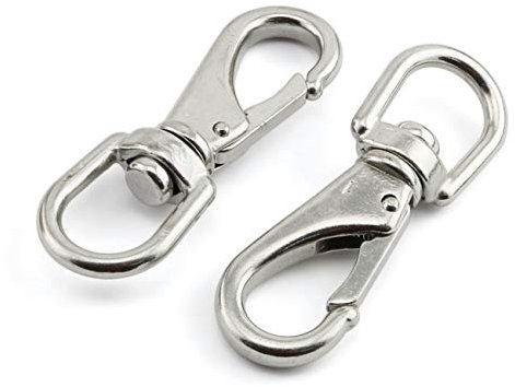 JCBIZ 2 x M5 Karabinerhaken mit Drehgelenk aus 304 Edelstahl, Boot, Marine, Haustier-Ketten, Schlüsselband, Haken, Mehrzweck-Feder-Karabinerhaken, Verschluss, Hardware-Zubehör