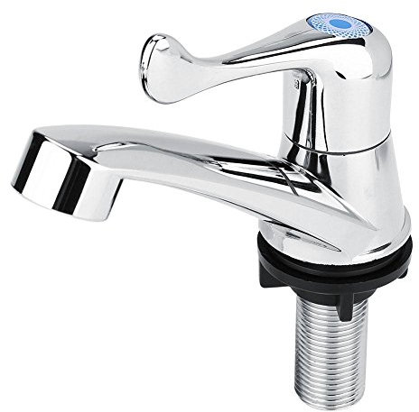 Grifo de lavabo con mango único, boquilla de agua fría, tapa de agua fría, galvanizado G1/2 para cuarto de baño, cocina o cuarto de baño