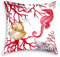 Excelsa Coral Dekoratives Kissen, Füllung inklusive, Bezug aus Baumwolle, Weiß und Rot, 45 x 45 cm