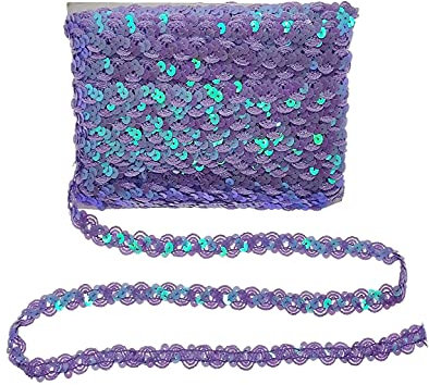 Yalulu 10 Meter Glänzendes Geflochten Zierband Paillettenband Glitzer Borte aus Dekoband Zierband Geschenkband Bortenband Kordelband Nähen DIY Handwerk Bastelprojekte (Lila)