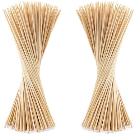 150 Bamboo Skewers 30cm in Length Wooden Skewers Sticks for BBQ, Cocktail, Shish Kabobs, Chocolate FountainParty Essentials