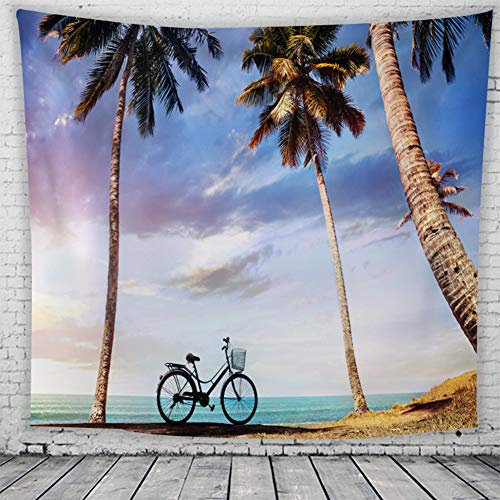 Chickw11 Arazzo da Parete Grande, 3D Space Arazzo da Muro Decorazioni per la Casa per Camera da Letto Soggiorno tappeti da Parete Casual Picnic- Tramonto (Grande :150 * 200cm,Bicicletta)