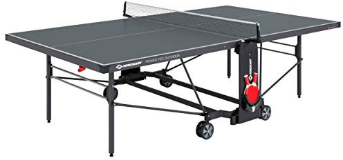 Schildkröt Tischtennisplatte PowerTec Outdoor, wetterfester Kompakttisch, 5mm Melaminharzplatte, trendiges matt-schwarzes Design, klappbar und durch lenkbare Räder leicht fahrbar, 838553