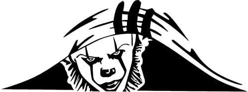 myrockshirt Peeking ES Clown Joker grusel Horror 200x75mm Aufkleber Autoaufkleber Profi-Qualität ohne Hintergrund Sticker UV&waschanlagenfest