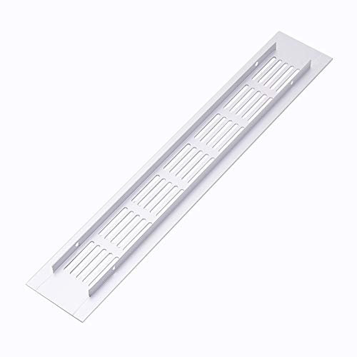 MroMax Rejilla de ventilación para armario, zapatos, fregadero, cocina, cocina, puerta de baño, aleación de aluminio, ventilación rectangular, 50 x 300 mm, 1 unidad